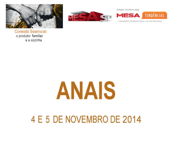 Anais 2014 “Conexão essencial: o produtor familiar e a cozinha”